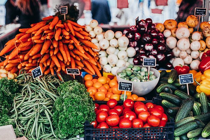 High–fiber vegetables displayed in a shop