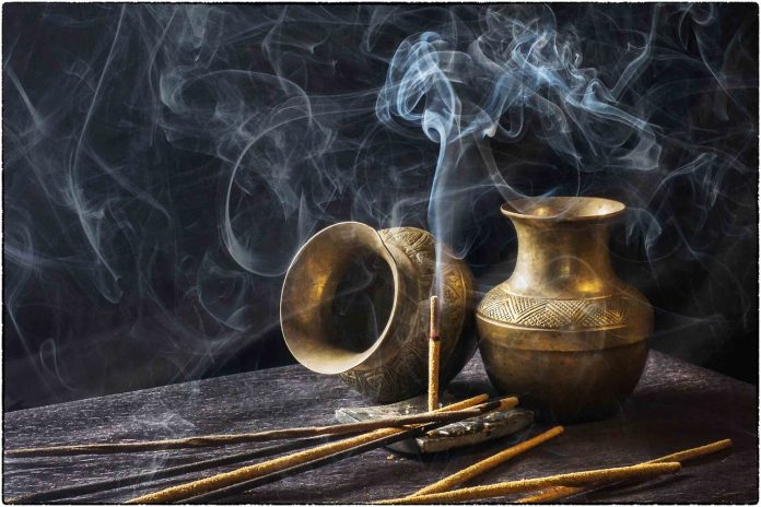 Incense sticks burning, religious