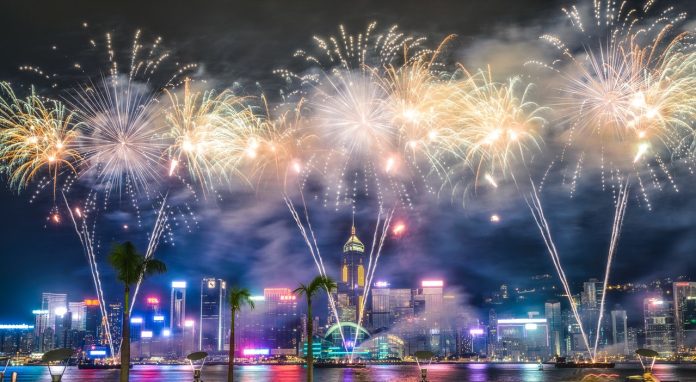 Firecracking lighting the sky