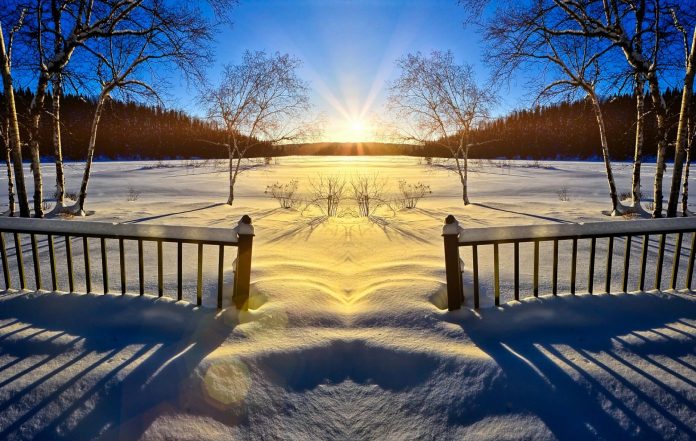 sunset spring melting