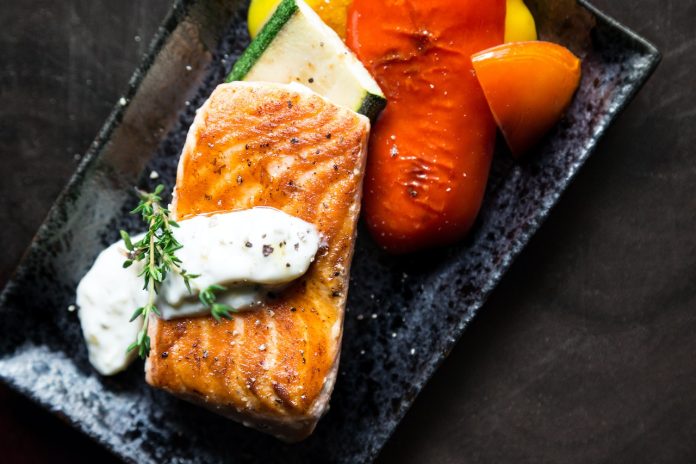 salmon fillet in plate