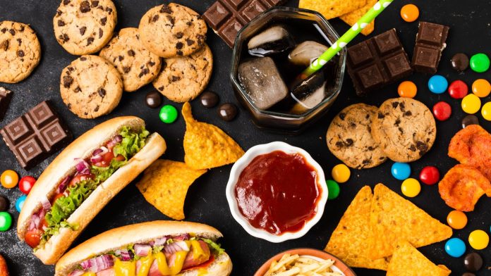 junk and processed food top view