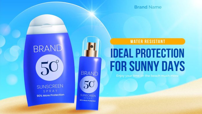 sunscreen bottle and spray illustration