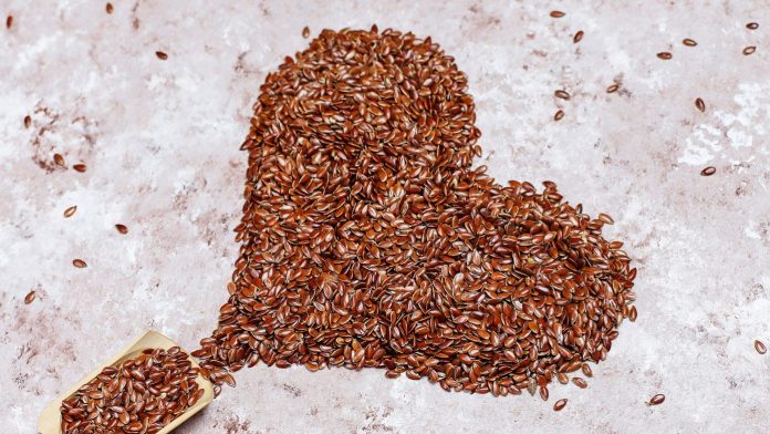 heart shaped flax seeds arrangement