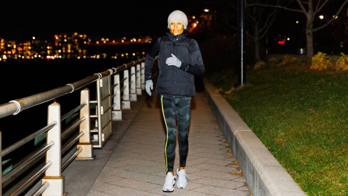 woman running at night