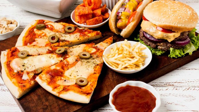 fast food on white table